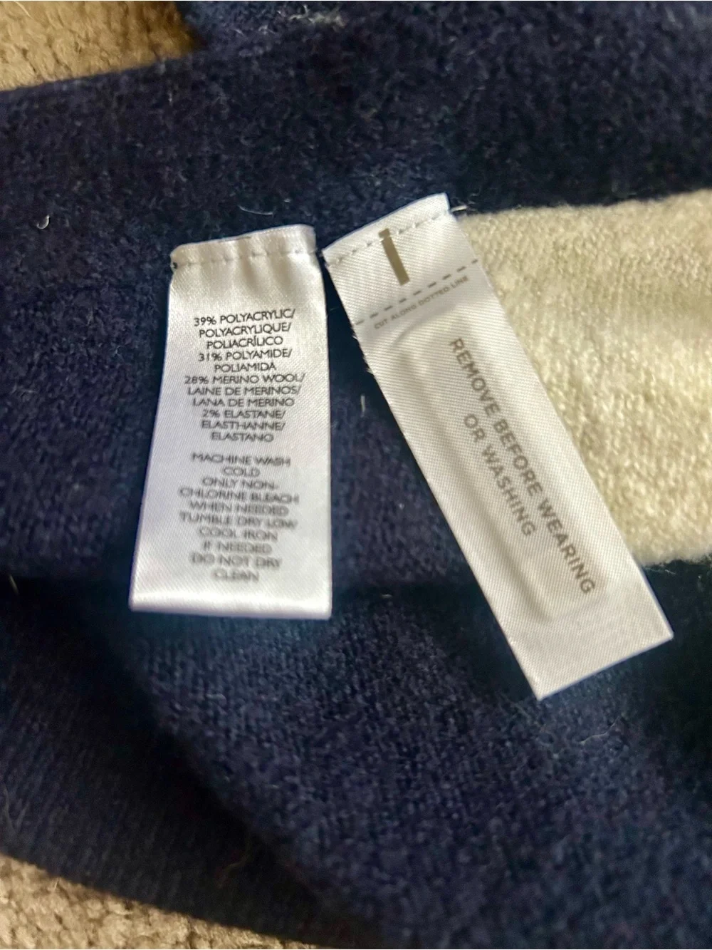 NWT Loft Red Cream and Navy Poncho Sweater